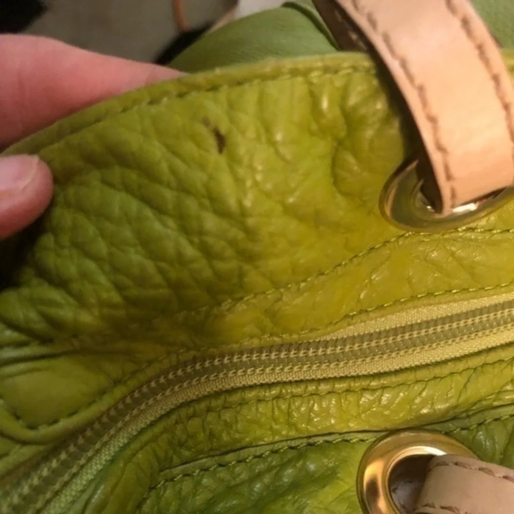 Michael kors lime green leather east west tote bag